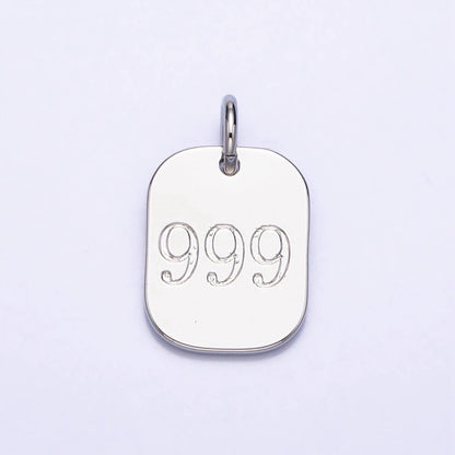 Dainty Silver Tag Angel Number Numerology Engraved Small Military Tag Charm add on Pendant | AC062-AC071