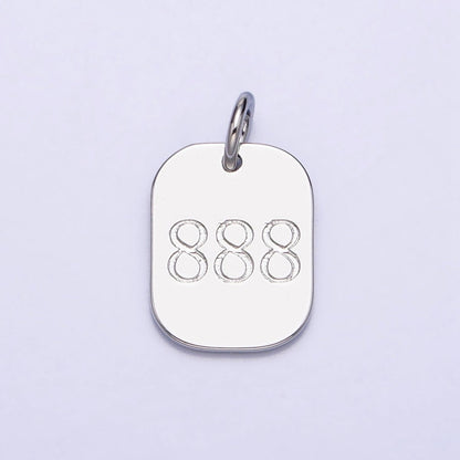 Dainty Silver Tag Angel Number Numerology Engraved Small Military Tag Charm add on Pendant | AC062-AC071