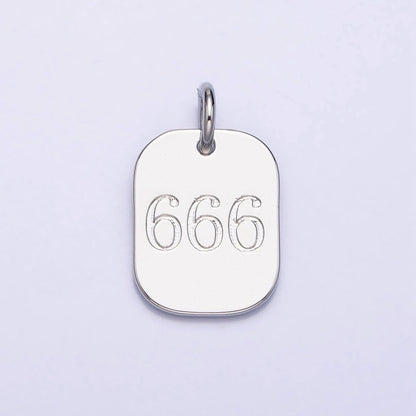 Dainty Silver Tag Angel Number Numerology Engraved Small Military Tag Charm add on Pendant | AC062-AC071