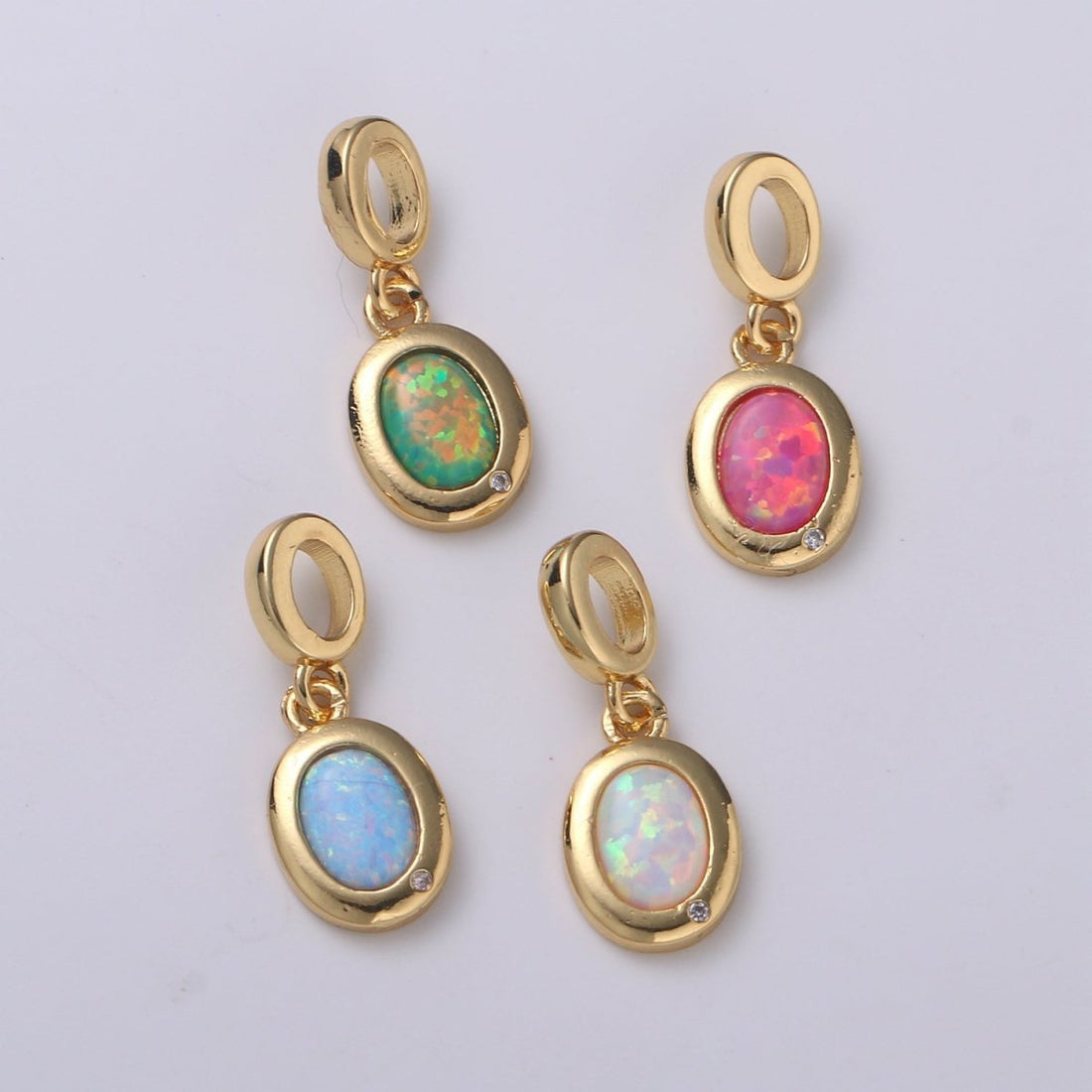 Dainty Solitaire Pendant 14K Gold Filled Oval Pendant for necklace Opal Charm Birthstone Cubic Zirconia Geometriz Bezel Charm H-389 H-390 H-392 H-397