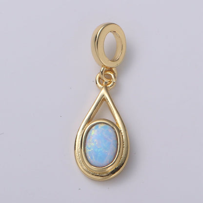 Dainty Solitaire Pendant 14K Gold Filled Tear Drop Pendant for necklace Opal Charm Birthstone Luxury Bezel Charm Dangle Jewelry H-579 H-584 H-585 H-586