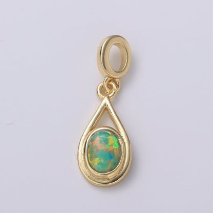 Dainty Solitaire Pendant 14K Gold Filled Tear Drop Pendant for necklace Opal Charm Birthstone Luxury Bezel Charm Dangle Jewelry H-579 H-584 H-585 H-586