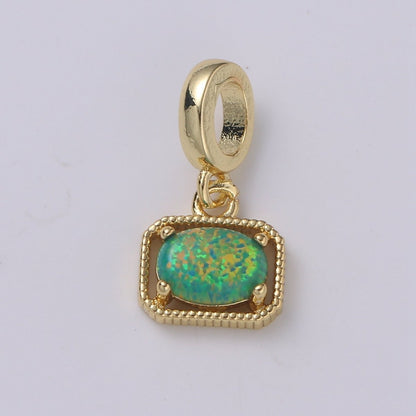 Dainty Solitaire Pendant Rectangle Opal Charm for necklace Bracelet Earring component Geometric Charm Dangle for Jewelry Making Supply H-428 H-429 H-432 H-420