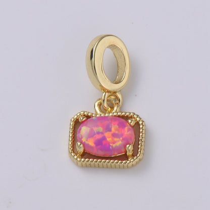 Dainty Solitaire Pendant Rectangle Opal Charm for necklace Bracelet Earring component Geometric Charm Dangle for Jewelry Making Supply H-428 H-429 H-432 H-420