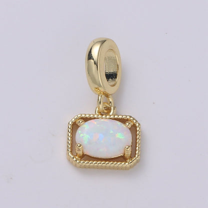 Dainty Solitaire Pendant Rectangle Opal Charm for necklace Bracelet Earring component Geometric Charm Dangle for Jewelry Making Supply H-428 H-429 H-432 H-420