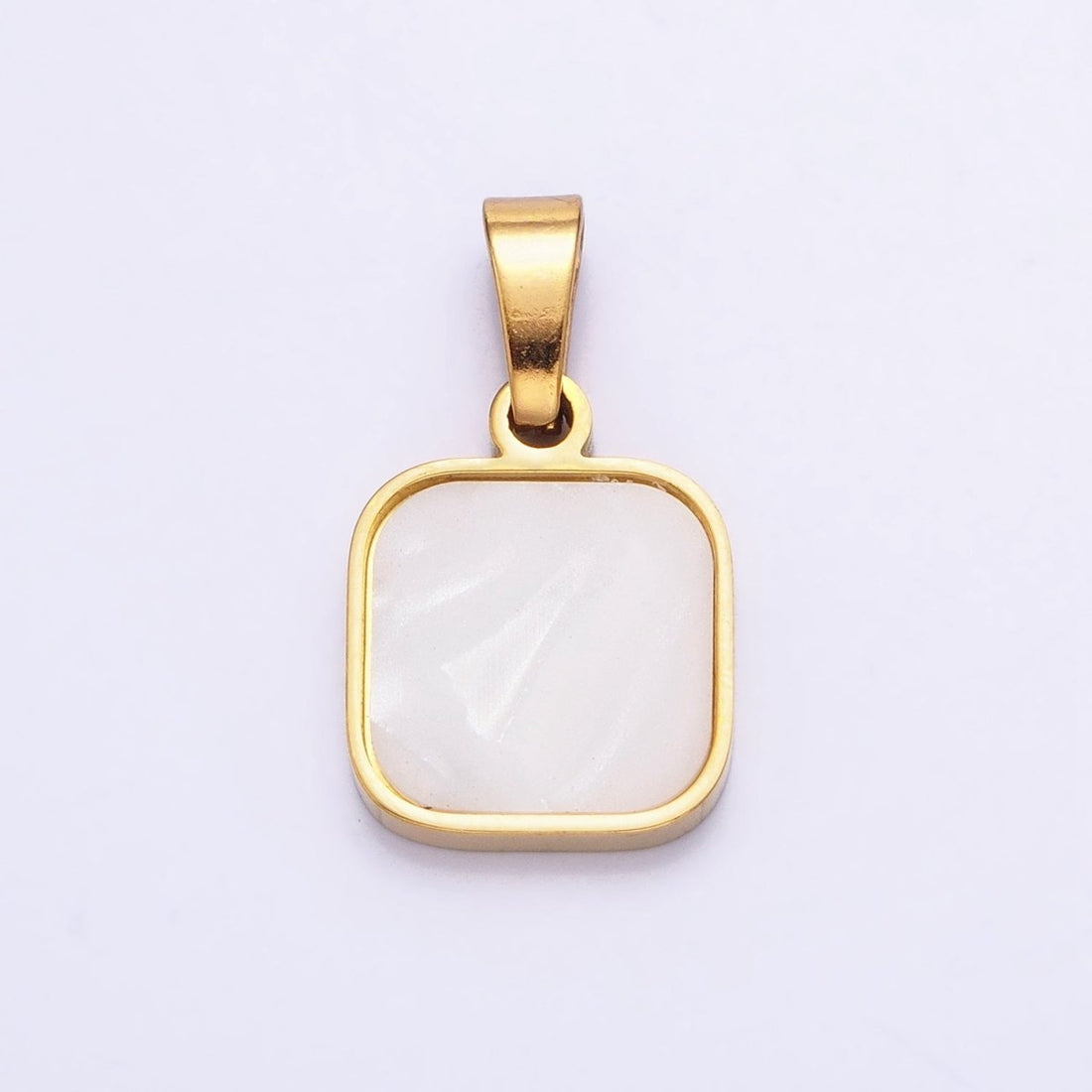 Dainty Square Pendant With Pearl For Minimalist Unisex Jewelry Charm P-1149