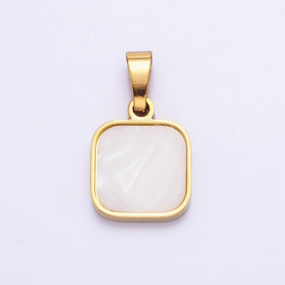 Dainty Square Pendant With Pearl For Minimalist Unisex Jewelry Charm P-1149