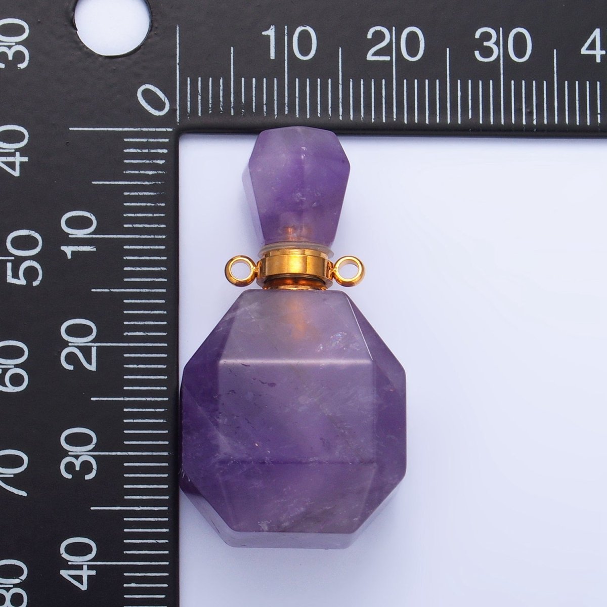 Dainty Square Perfume Bottle Charm Amazonite Amethyst Aventurine Gemstone Essential Oil Bottle Pendant
