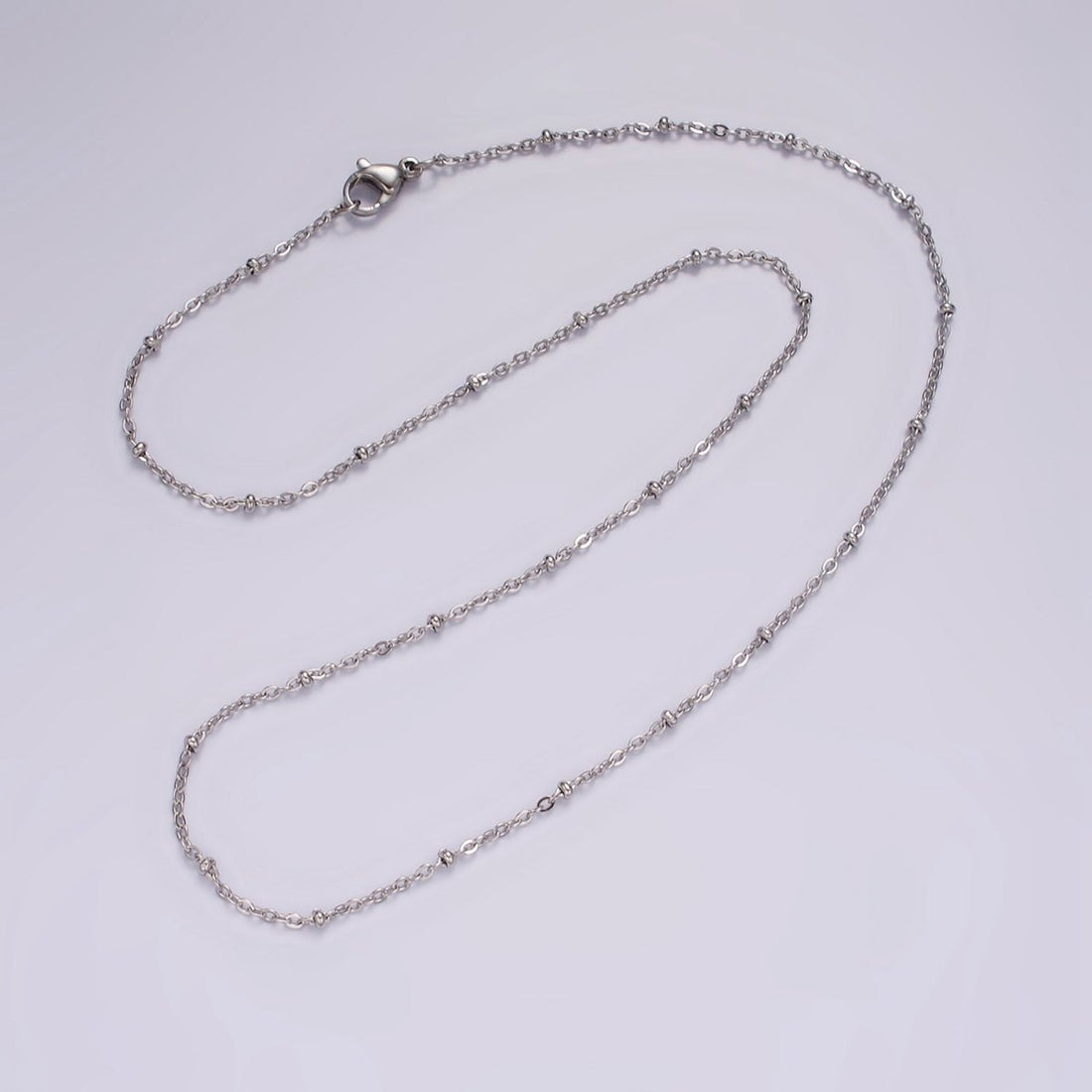 Dainty Stainless Steel 2mm Satellite Chain 18 Inch Necklace in Silver | WA-2385