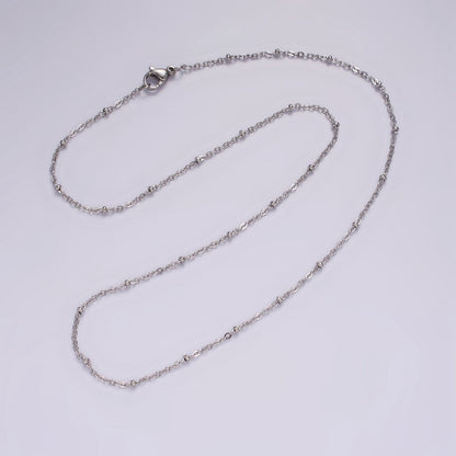 Dainty Stainless Steel 2mm Satellite Chain 18 Inch Necklace in Silver | WA-2385