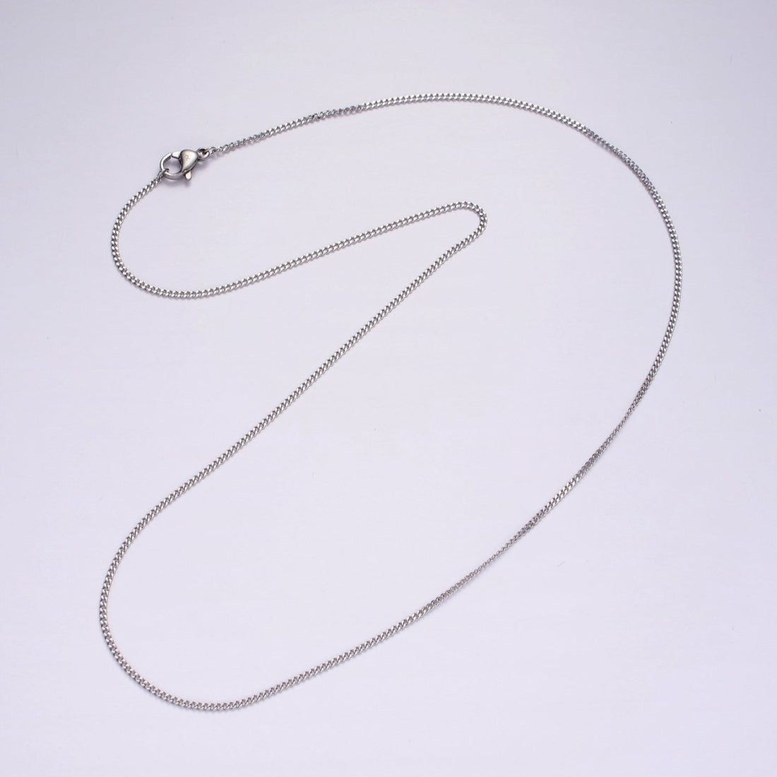 Dainty Stainless Steel Curb Chain Necklace 20 inch in Silver | WA-2403