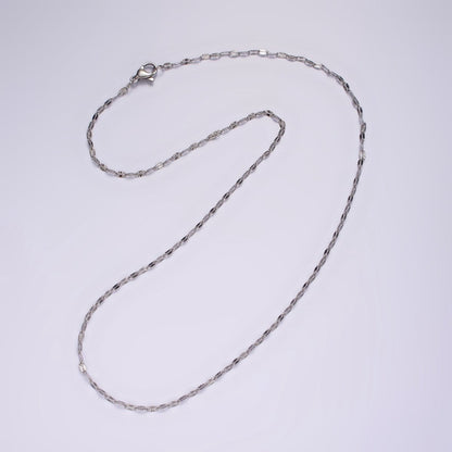 Dainty Stainless Steel Sunburst Diamond Cut Cable Chain Necklace 18 inch in Silver | WA-2404