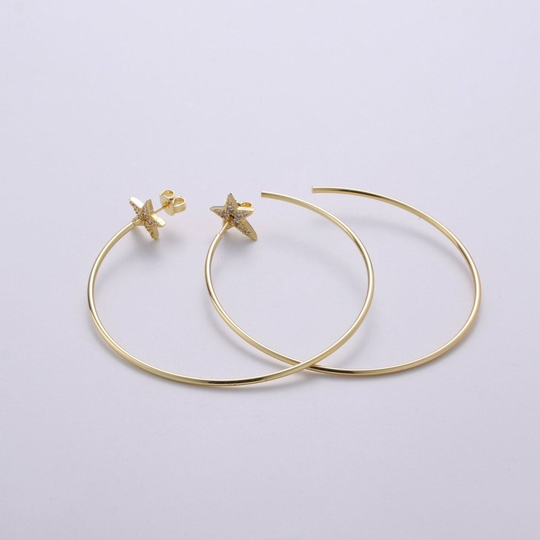 Dainty Star Hoop Earrings, Gold Vermeil Earrings Minimalist Earrings, Classic Thin Hoops, Thin, Lightweight Every day Earring for Gift Q-194