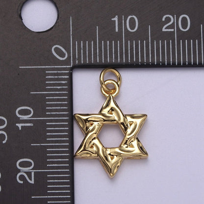 Dainty Star of David Charm Jewish Charm, Rustic Star Religious Jewelry N310