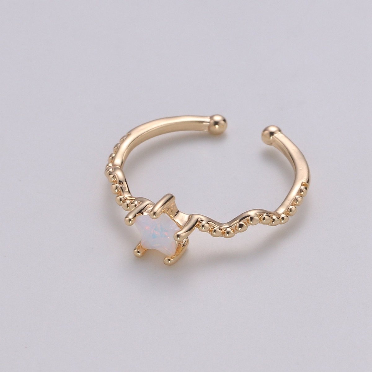 Dainty Star Ring Open Ring Cz Ring Minimalist Ring Crystal Ring Adjustable Ring Gold Ring Stacking Ring Girlfriend Christmas | R-109