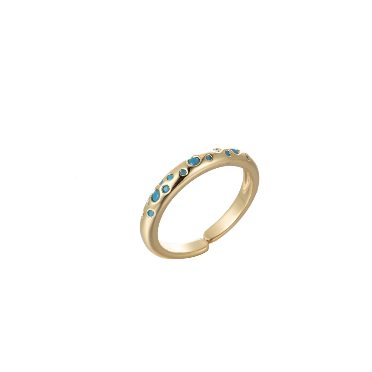 Dainty Stardust Ring Open Adjustable Ring Cubic Zirconia Galaxy Pink/Teal/Blue/Green Cz Pave O-902~O-905
