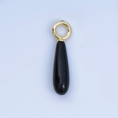 18K Gold Filled 33mm Natural Gemstone Teardrop Drop Pendant | AJ420 - AJ425