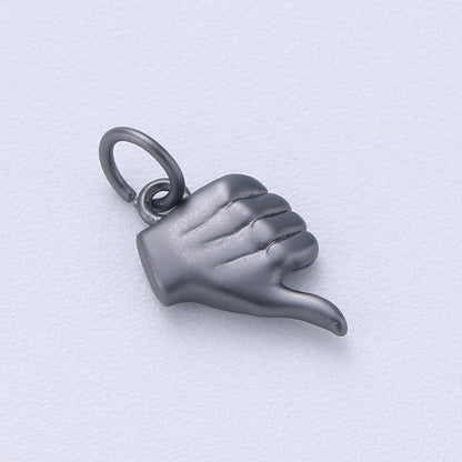 14K Gold Filled Matte Thumbs Up Hand Gesture Symbol Charm in Gold, Silver, Black | C408