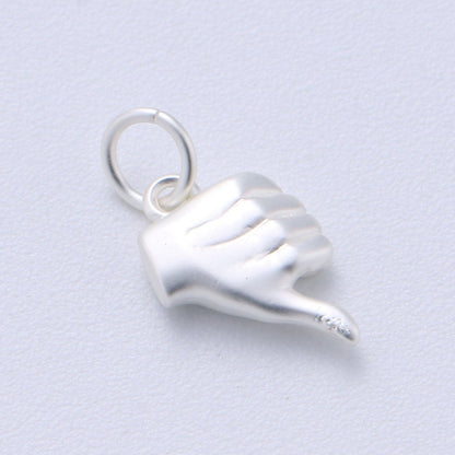 14K Gold Filled Matte Thumbs Up Hand Gesture Symbol Charm in Gold, Silver, Black | C408