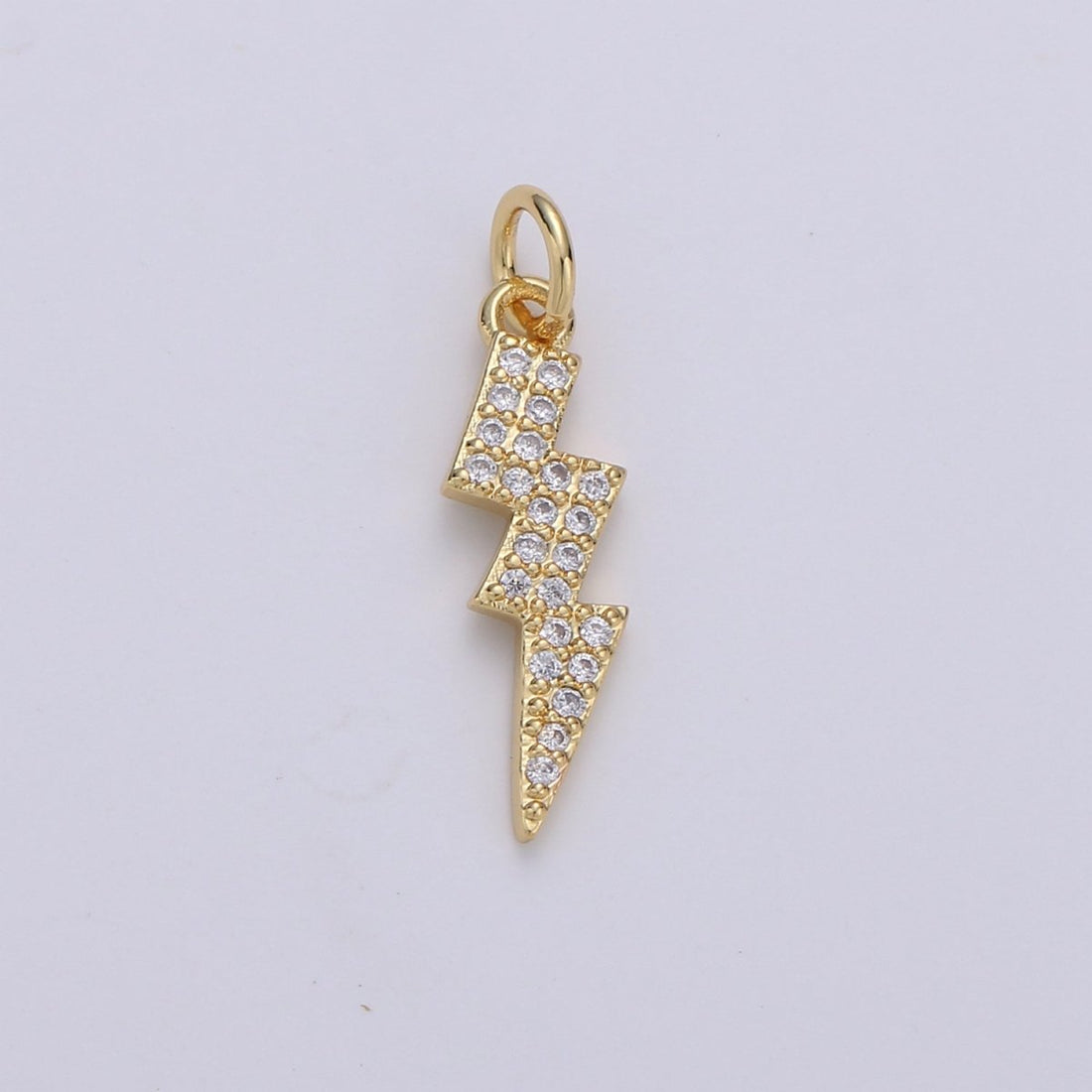 Dainty Thunder Bold Gold Filled Charm with CZ Crystal - D-277