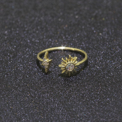 Dainty Thunder Sun Ring Open Adjustable Ring Gold Filled Celestial Jewelry O-493