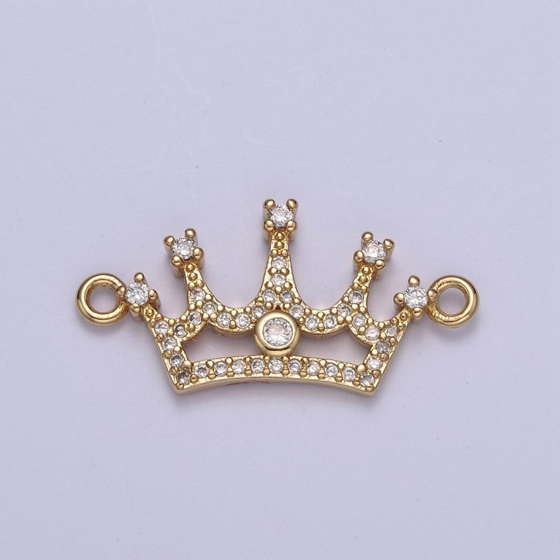 Dainty Tiara Charm Connector in 24k Gold Filled Micro Pave Princess Crown Gift Bracelet Jewelry Making Supply Y-433
