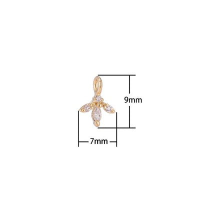 Dainty Tiny Marquise Pave CZ Small Drop Cubic Zirconia 18k Gold filled Pendant Charm for jewelry making supply C-162