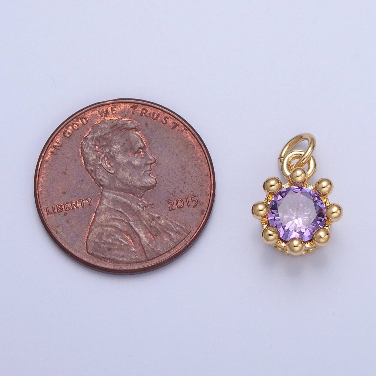 Dainty Tiny Round Cubic Zirconia Charm For Jewelry Making, X-060-X-064