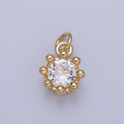 Dainty Tiny Round Cubic Zirconia Charm For Jewelry Making, X-060-X-064