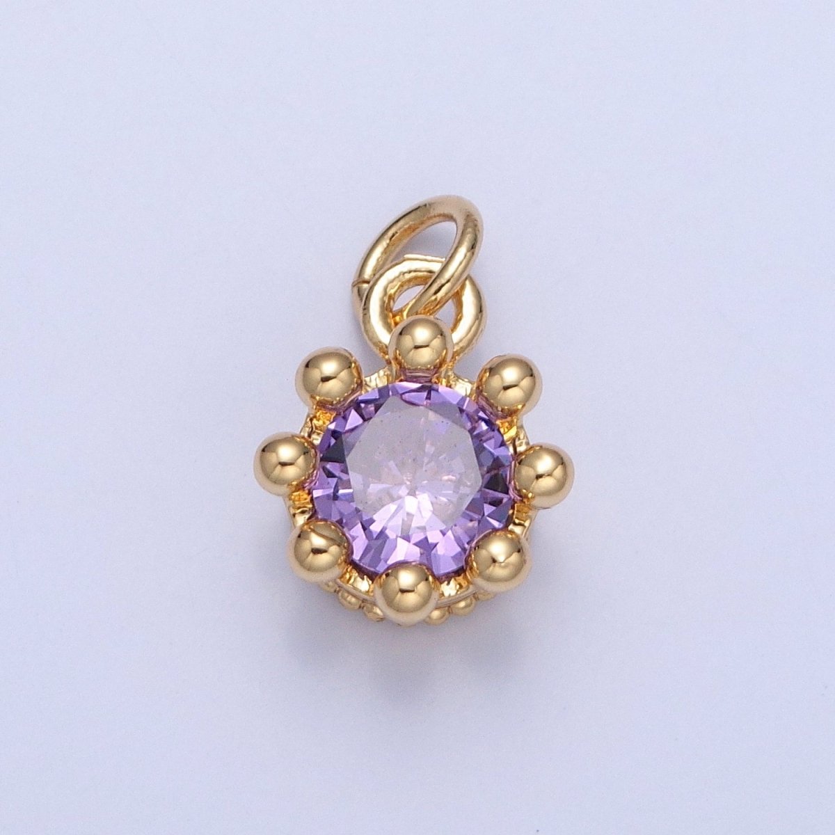 Dainty Tiny Round Cubic Zirconia Charm For Jewelry Making, X-060-X-064
