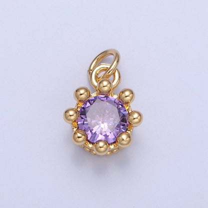 Dainty Tiny Round Cubic Zirconia Charm For Jewelry Making, X-060-X-064