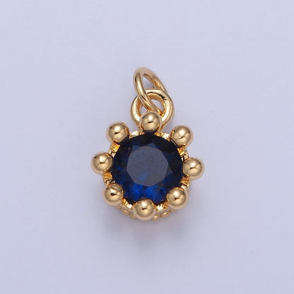 Dainty Tiny Round Cubic Zirconia Charm For Jewelry Making, X-060-X-064