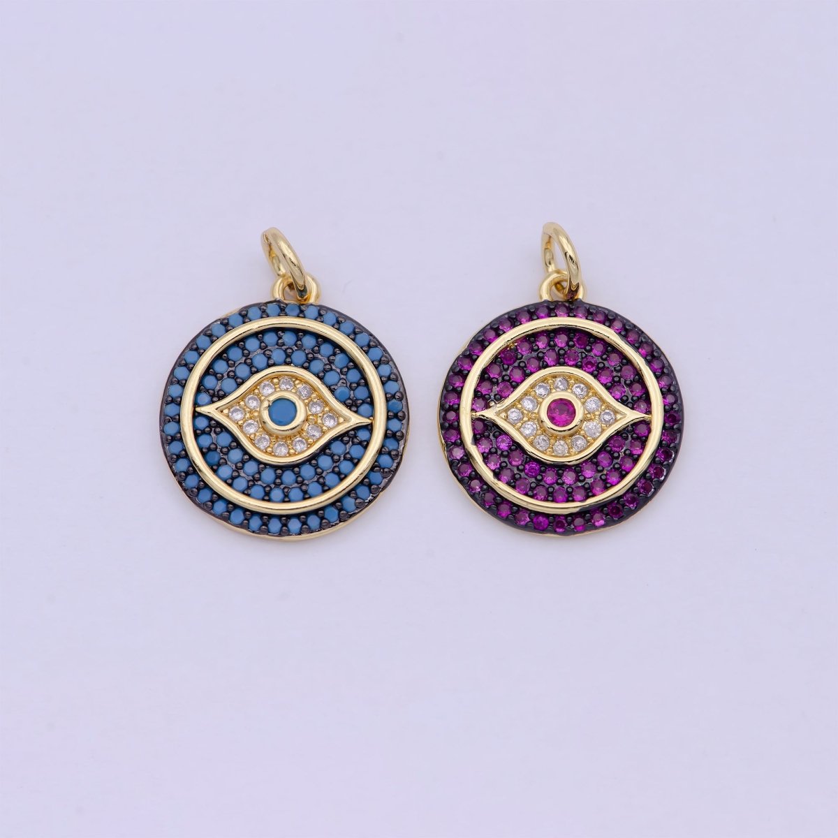 Dainty Turquoise Evil Eye Pendant for Necklace Charm in 24k Gold Filled Evil Eye Charm for Bracelet Necklace Earring Supply 20x15mm D-335
