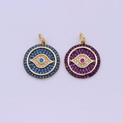 Dainty Turquoise Evil Eye Pendant for Necklace Charm in 24k Gold Filled Evil Eye Charm for Bracelet Necklace Earring Supply 20x15mm D-335