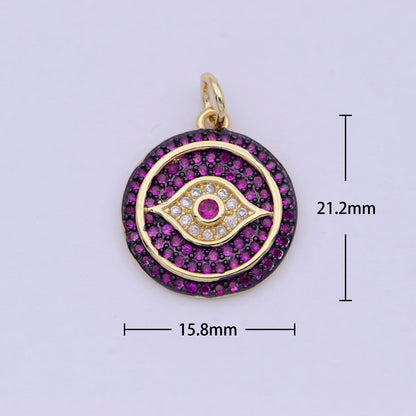 Dainty Turquoise Evil Eye Pendant for Necklace Charm in 24k Gold Filled Evil Eye Charm for Bracelet Necklace Earring Supply 20x15mm D-335