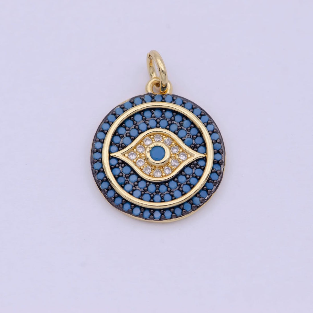 Dainty Turquoise Evil Eye Pendant for Necklace Charm in 24k Gold Filled Evil Eye Charm for Bracelet Necklace Earring Supply 20x15mm D-335