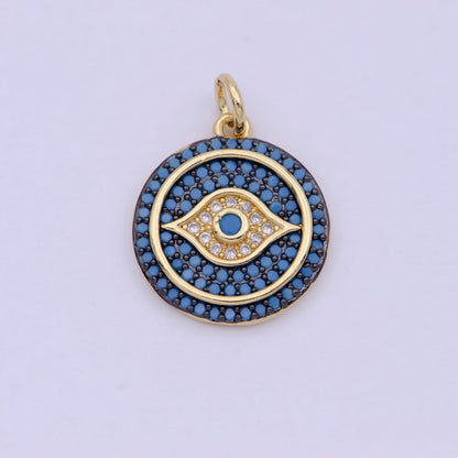 Dainty Turquoise Evil Eye Pendant for Necklace Charm in 24k Gold Filled Evil Eye Charm for Bracelet Necklace Earring Supply 20x15mm D-335