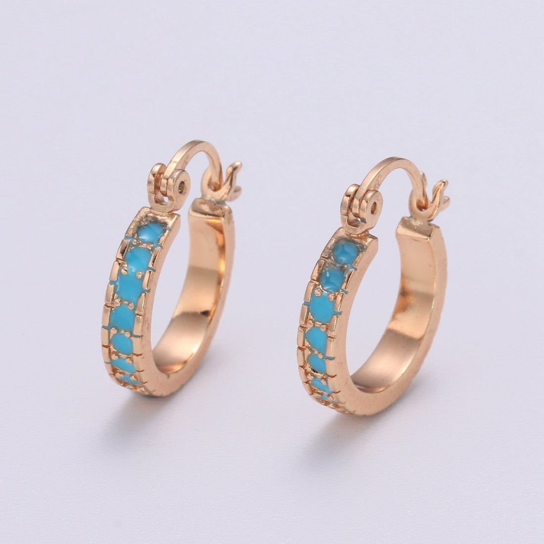 Dainty Turquoise Hoop Cz Earring Gold Filled Earring Everyday Wear Minimalist Jewelry P-180