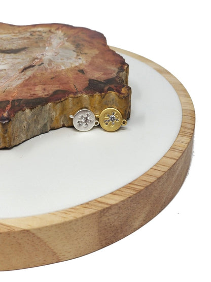 Dainty Turtle Connector, CZ Turtle Charm Gold Silver Turtle Earring Necklace Connector Link Charm Double Loop Hole F-269