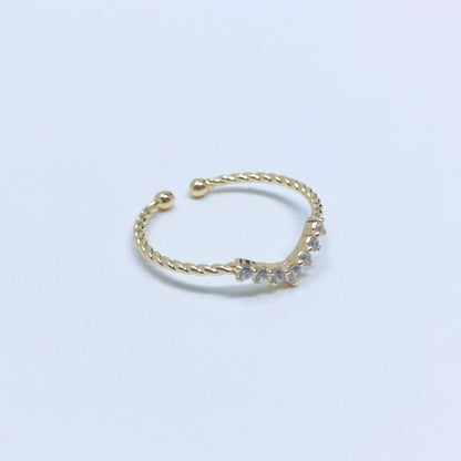 Dainty Twisted Ring, Chevron Ring, Crown Ring, Minimalist Jewelry, Open Twisted Band Ring Adjustable Ring for gift R-239
