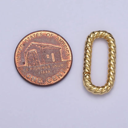 Dainty Twisted Rope Oval Gold Push Gate ring Oval Twisted Rope Ring Charm Holder Enhanced Link for Jewelry Supply Z-301 Z-302
