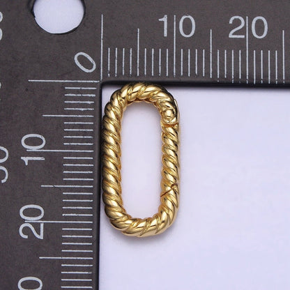 Dainty Twisted Rope Oval Gold Push Gate ring Oval Twisted Rope Ring Charm Holder Enhanced Link for Jewelry Supply Z-301 Z-302