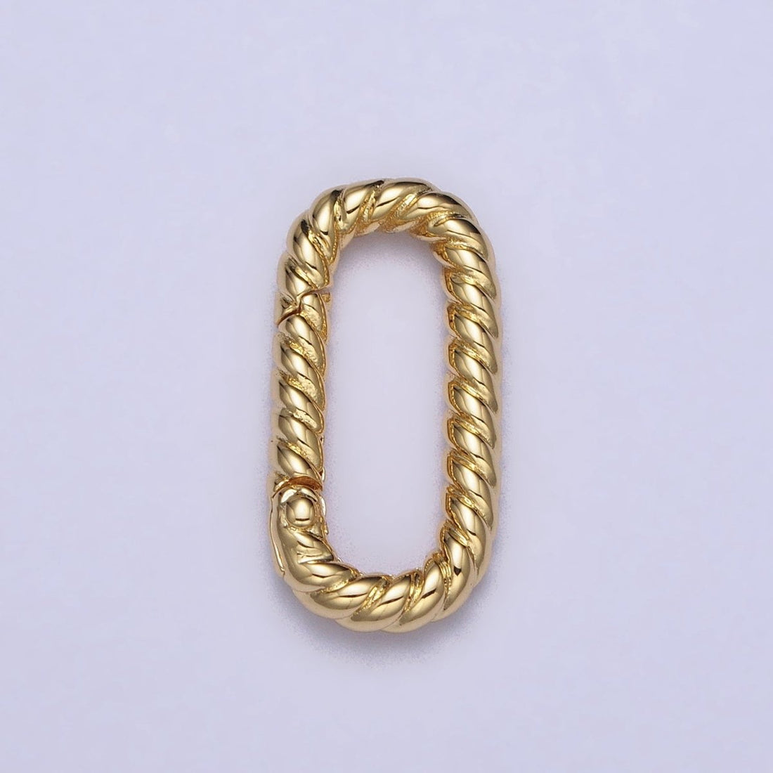 Dainty Twisted Rope Oval Gold Push Gate ring Oval Twisted Rope Ring Charm Holder Enhanced Link for Jewelry Supply Z-301 Z-302