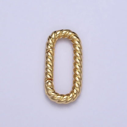 Dainty Twisted Rope Oval Gold Push Gate ring Oval Twisted Rope Ring Charm Holder Enhanced Link for Jewelry Supply Z-301 Z-302