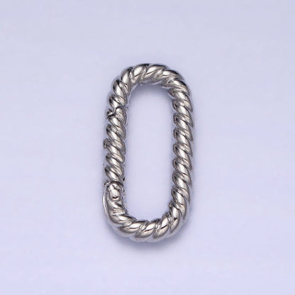 Dainty Twisted Rope Oval Gold Push Gate ring Oval Twisted Rope Ring Charm Holder Enhanced Link for Jewelry Supply Z-301 Z-302