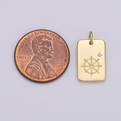 Dainty Wheels Pendant - 10x17 Charm, Wheel Pendant, Gold Filled Wheel Medallion Charm Wheel Charm Bracelet Earring Necklace D-511