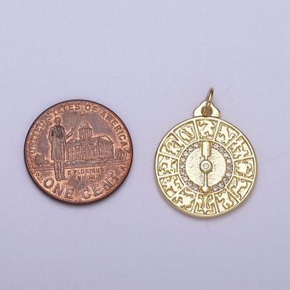 Dainty Zodiac Coin Medallion Charm for Bracelet Necklace Earring Supply N-311