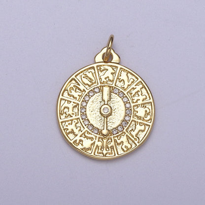 Dainty Zodiac Coin Medallion Charm for Bracelet Necklace Earring Supply N-311