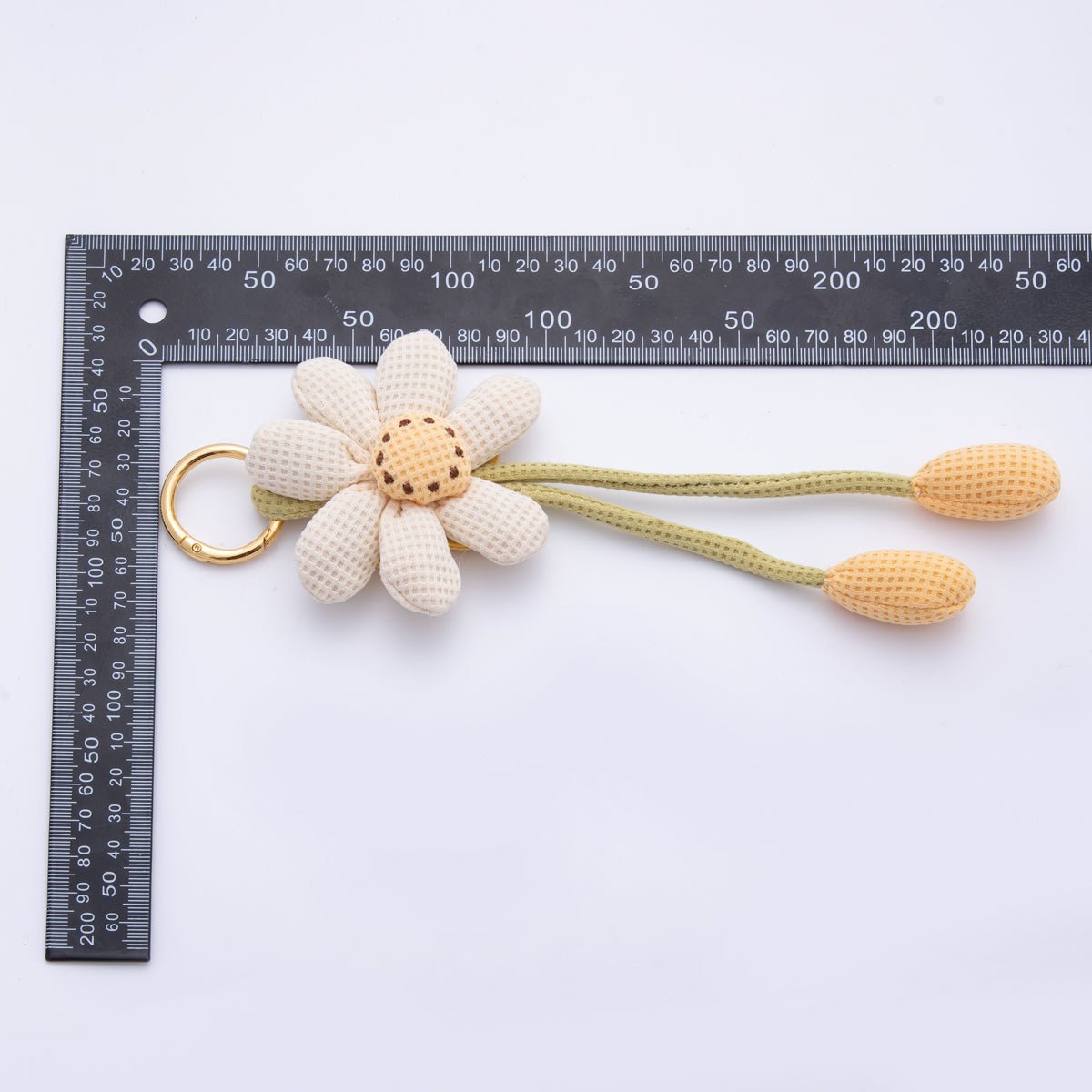 18K Gold Filled Pink, Yellow, Green, White Flower Daisy Plush Bag Charm Keychain WB-00082
