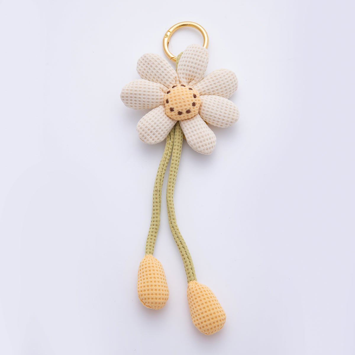 18K Gold Filled Pink, Yellow, Green, White Flower Daisy Plush Bag Charm Keychain WB-00082
